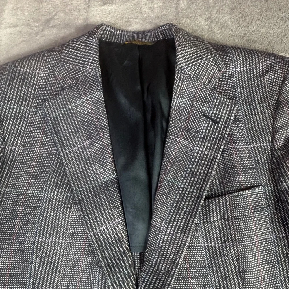 Hunter Haig Blazer Mens 42R Gray Glen Plaid‎ Wool Blend Vintage Jordan Marsh USA